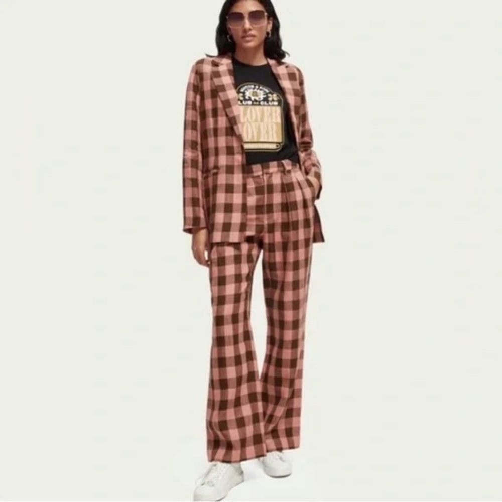 Scotch & Soda Pink and Black Trousers Modern Wide-Leg